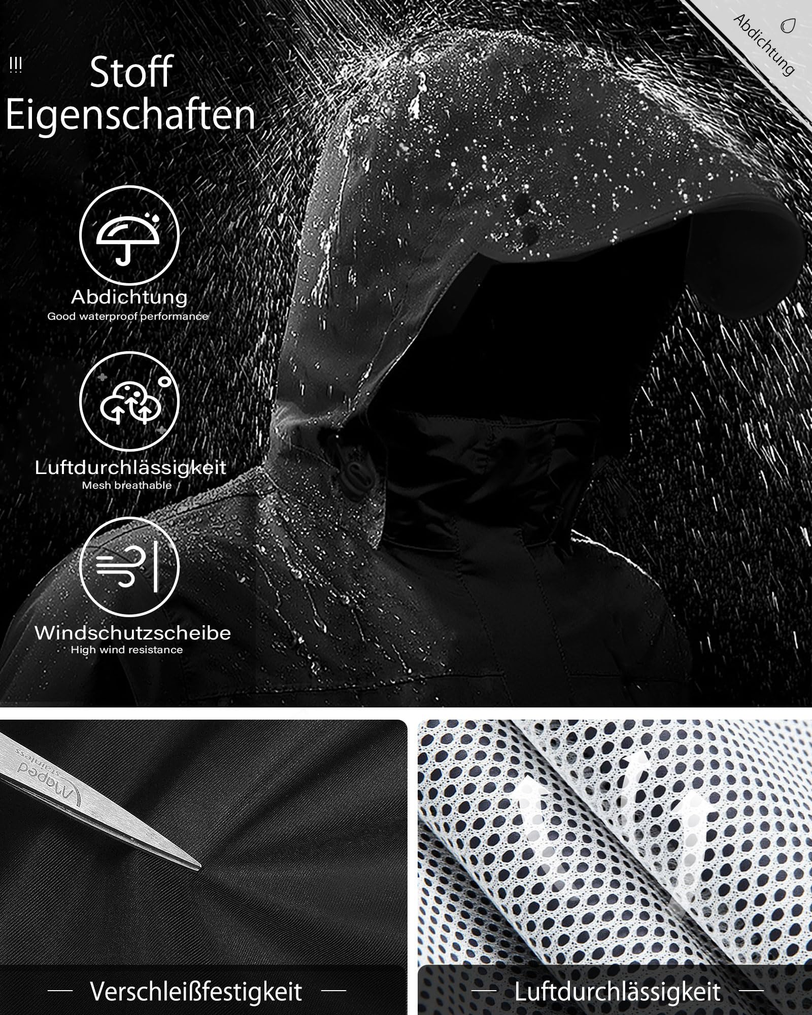 Coutyuyi Herren Regenanzug Wasserdichte Regenjacke Atmungsaktiver Leichter Regenmantel mit Kapuze Geeignete Regenkleidung für Freizeit, Outdoor-Sport, Golf, Wandern（L，Nachthimmel Schwarz） 4