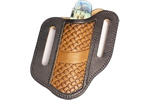 HOGIKUO Leather Knife Sheath for Belts,Fits Folding Knife Sheath(Black)