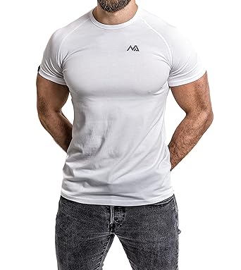 Herren Fitness T-Shirt modal - Männer Kurzarm Shirt für Gym & Training - Passform Slim-Fit, lang mit Rundhals