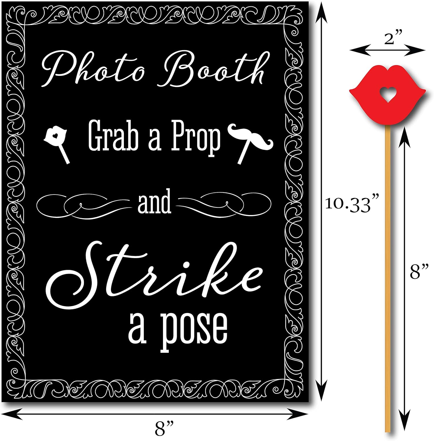40th Birthday Photo Booth Props with Strike a Pose Sign by Sunrise Party Supplies: Kitchen & Dining