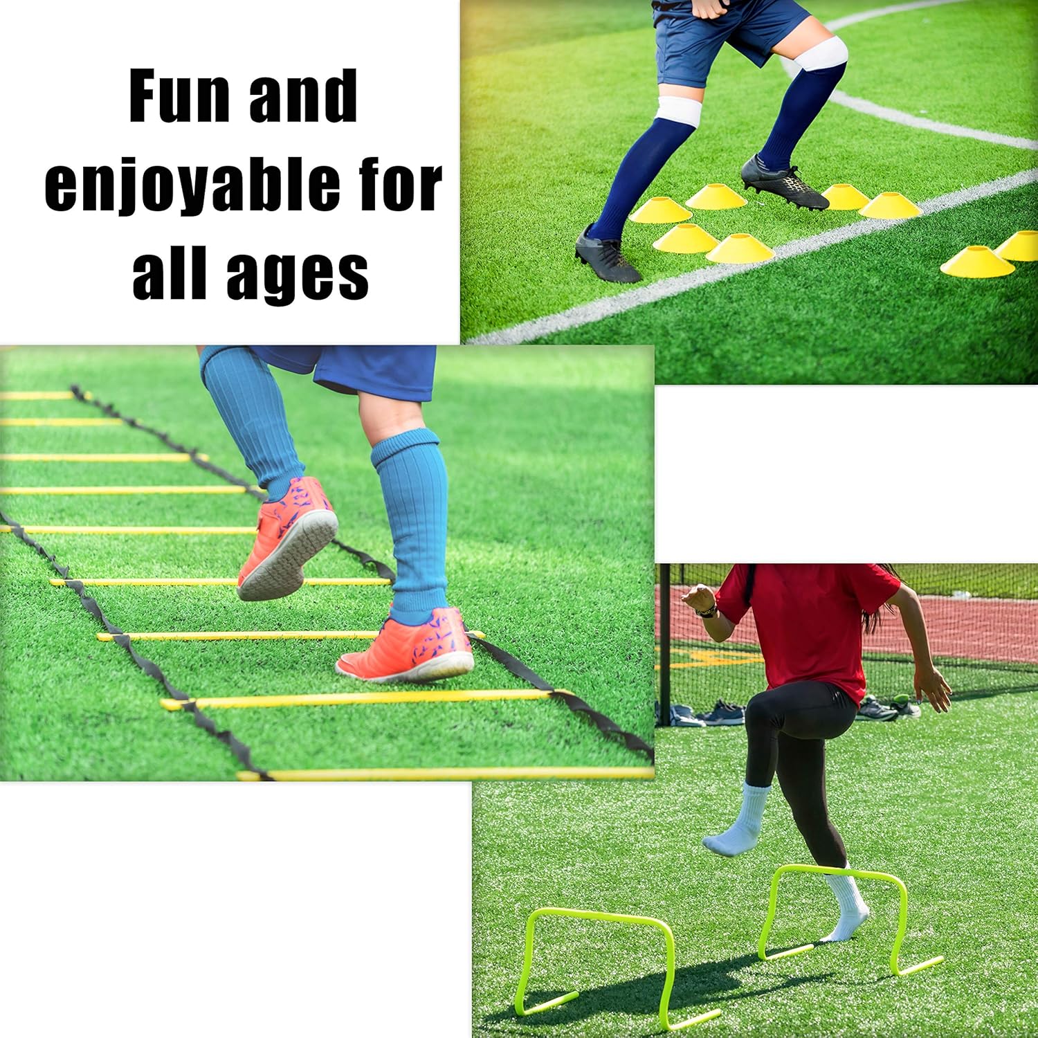 Upper Midland Products Agility Hurdles Ladder Set with 2 Running Parachutes Lacrosse Soccer Football Quarterback Speed Training Equipment : Sports & Outdoors