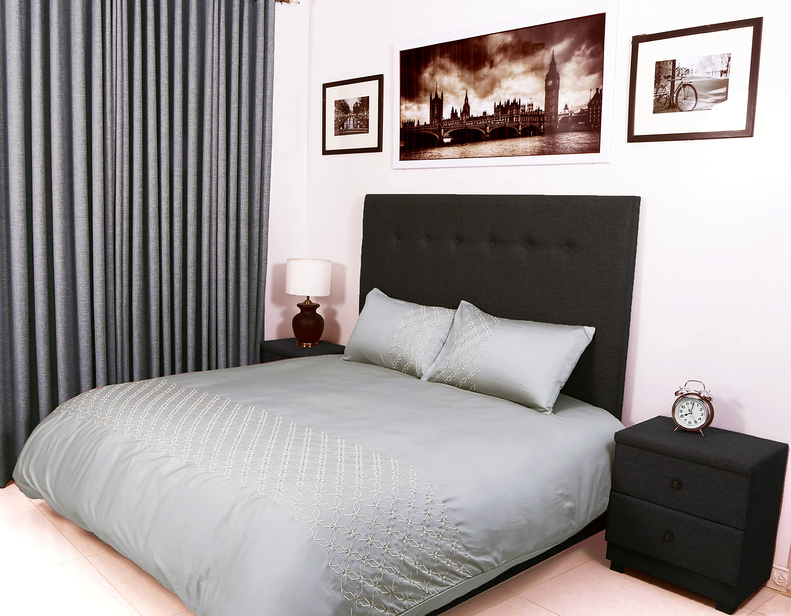 Bed Thread - Egyptian Cotton King Duvet Cover Set Beige, 400 Thread Count Long Staple Cotton Sateen King Bed Duvet Covers, Quilt Cover Bedding Set, Perla Viscose Embroidered 100% Cotton Duvet Sets