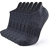 Busy Socks Merino Wool Compression Support Ankle Running Hiking Socks for Men Women, Soft Thick Cushion Tab Socks 3/6 Pairs