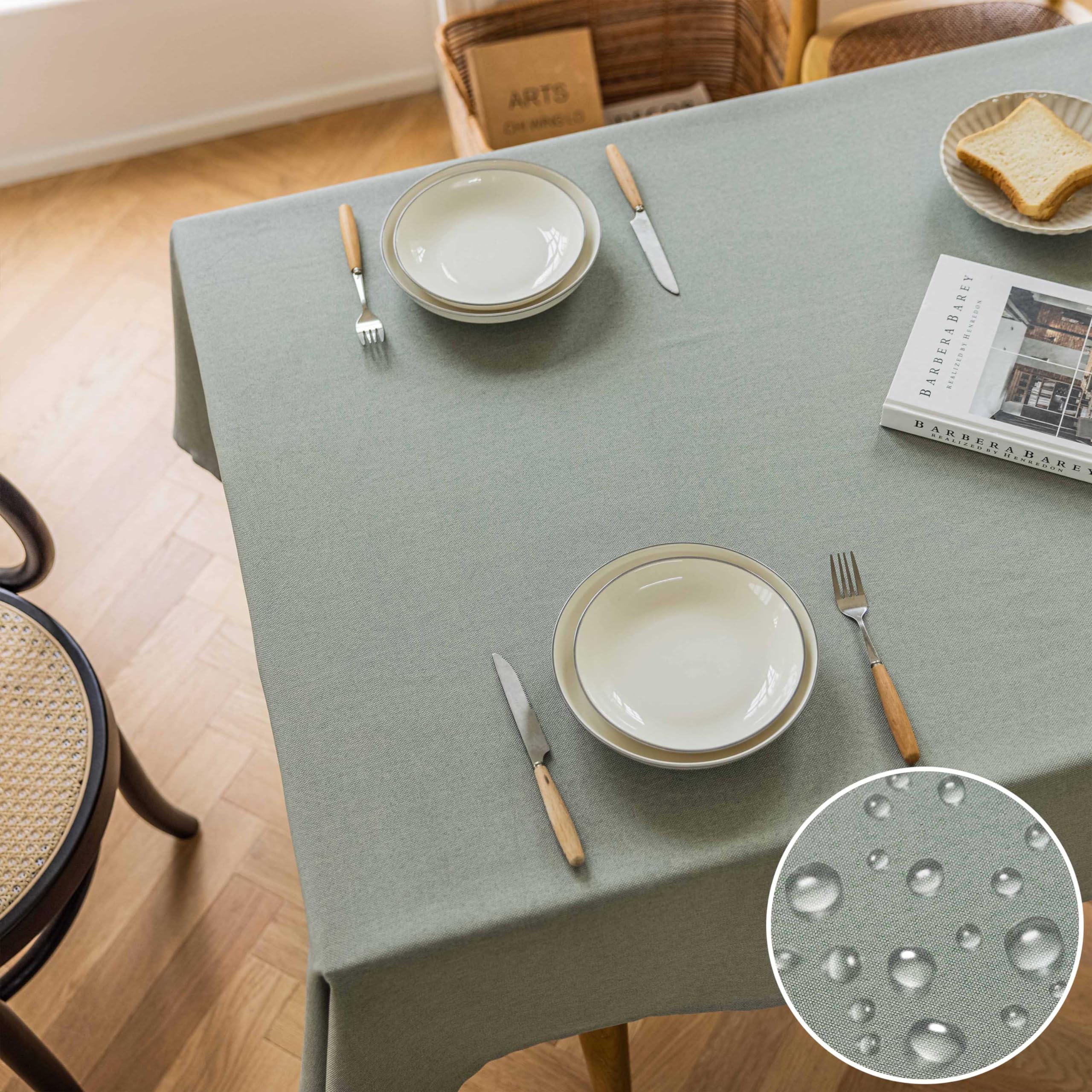 Home Brilliant Green Table Cloth Wipe Clean 55 x 86 Inch Tablecloths Dust-Proof Easy Care Table Cloth Rectangular Heat-Resistant, Sage Green, 140CM x 218CM