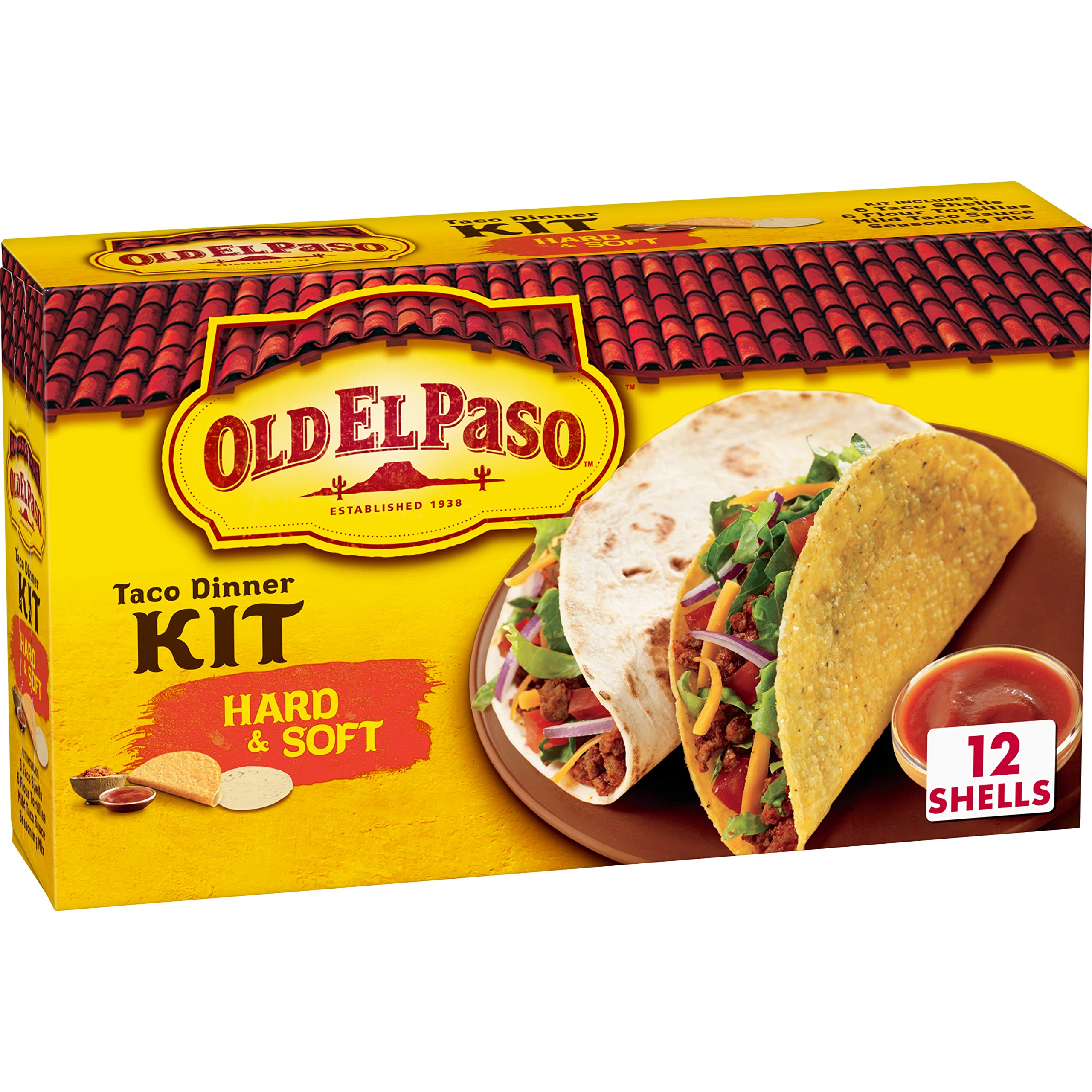 Photo 1 of * Pack of 4 * Old El Paso Taco Dinner Kit, Hard & Soft, 11.4 oz.