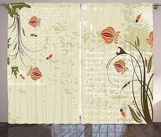 Amazon Com Ambesonne Floral Curtains Shabby Curved Onion Flower