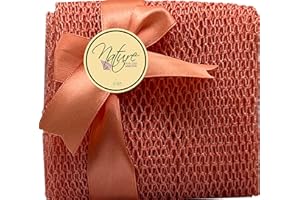 Nature by EJN - Net Bath Sponge, Customized N1 Weave, Long, Skin Exfoliation, African, Porous, Stretches Horizontally to Approximately 49" (Peach).