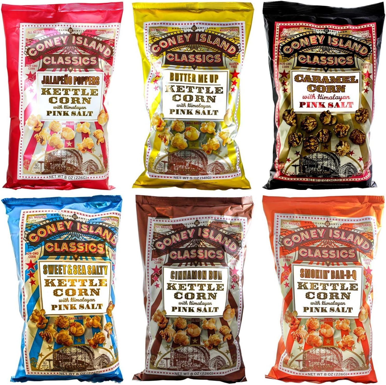Coney Island Classics Popcorn LARGE Variety Pack, 6 Count