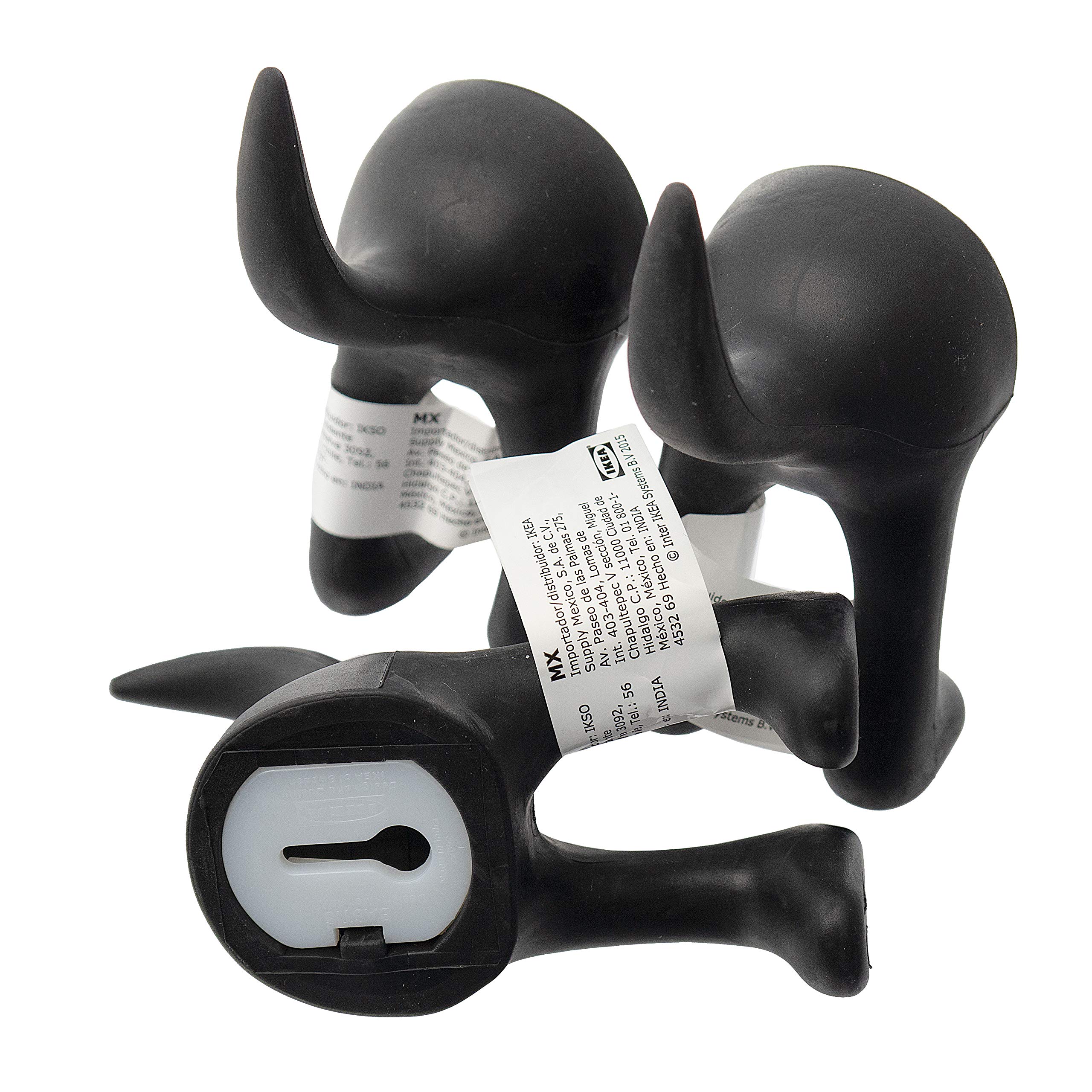 Bastis - Set of 3 Dog Tail Hooks Hat Coat Key Wall Mounted Hanger (Black)