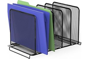 Simple Houseware Expandable 5 Section Upright File Sorter Organizer, Black