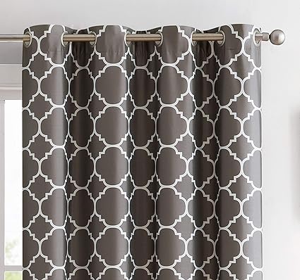 Amazon Com Hlc Me Trellis Print Faux Silk 100 Blackout Thermal