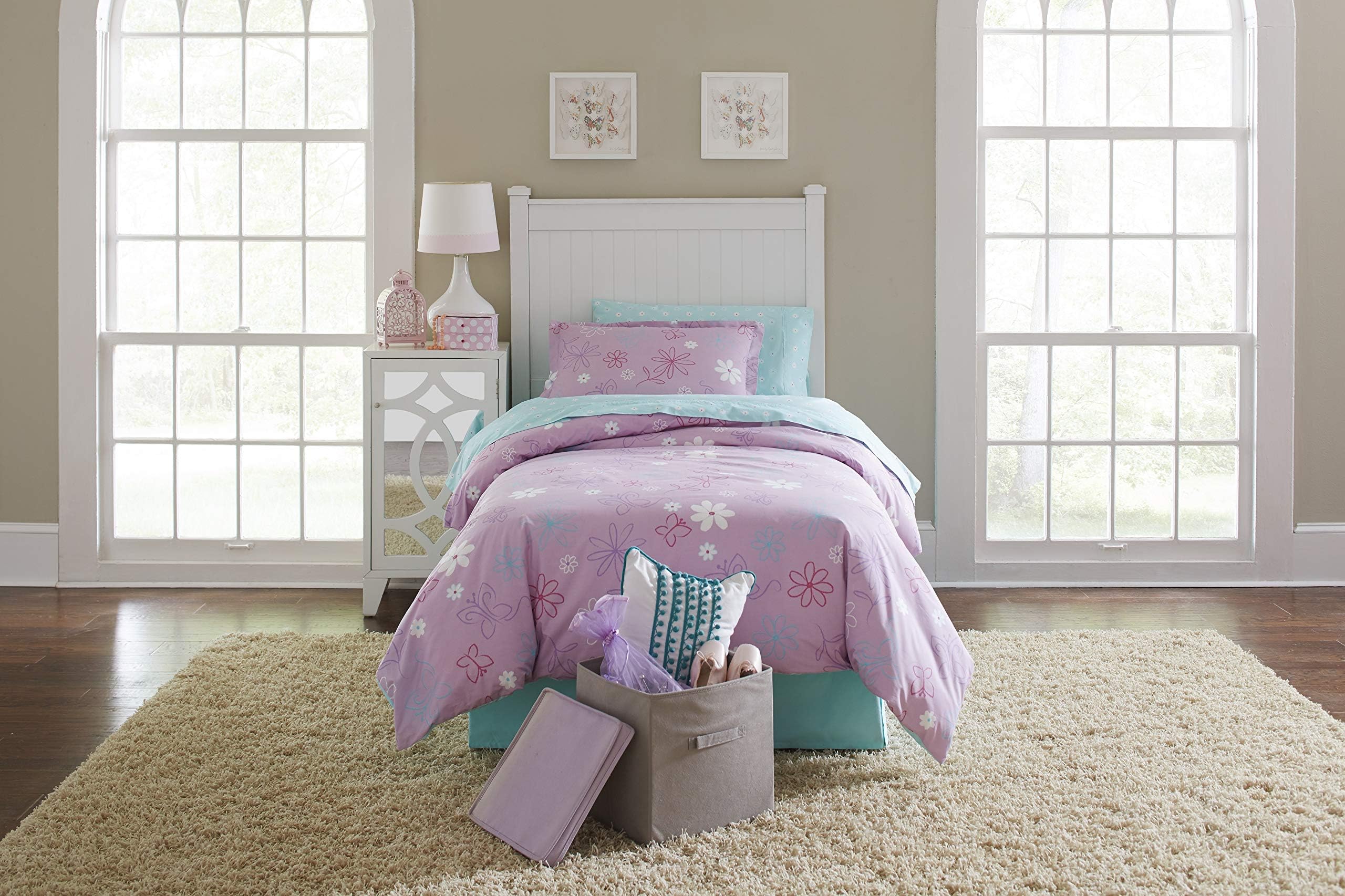Lullaby Bedding 200-YYBFLY Butterfly Garden Toddler Cotton Printed Duvet Set