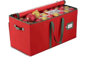 ZOBER Large Christmas Ornament Storage Box - Stores 128 3" OrnamentsWith Dividers - Ornament Organizer Storage BoxDurable
