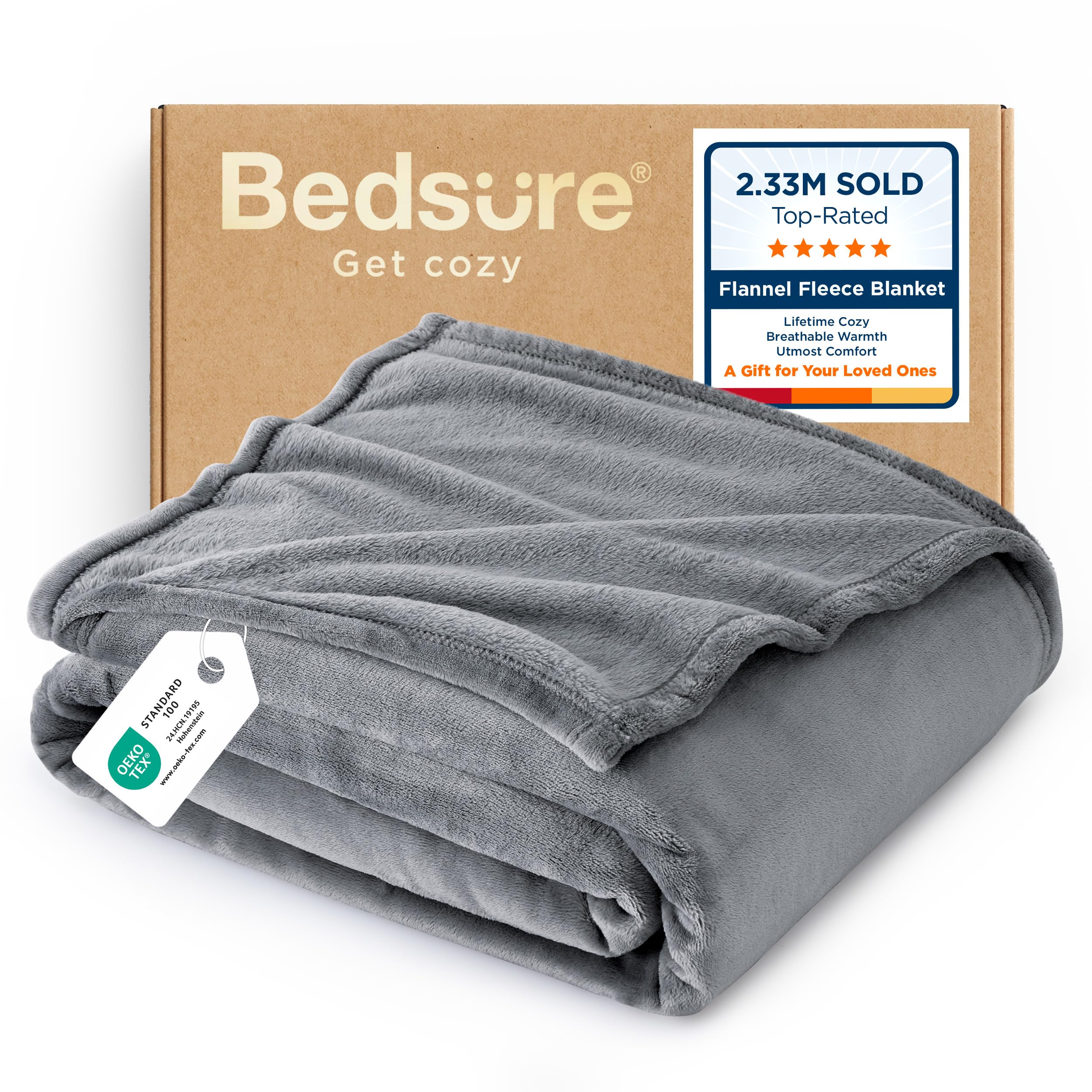 Photo 1 of Bedsure GentleSoft Fleece Blanket Twin Size Grey - 300GSM Lightweight Plush Fuzzy Cozy Soft Warm Blanket for Bed, Sofa, Couch, Travel, Camping, 60x80 inches