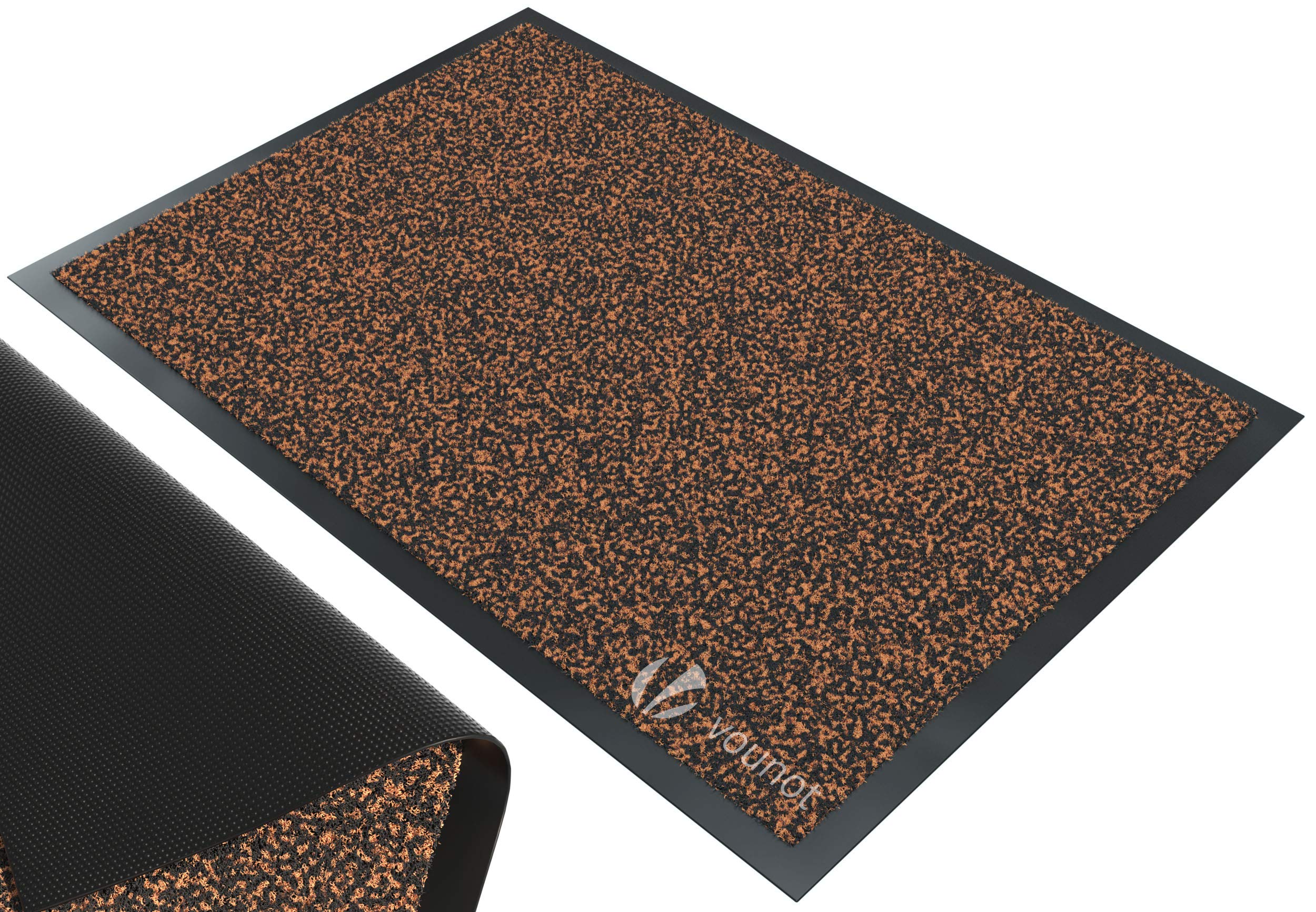 VOUNOT® Heavy Duty Barrier Mats, Door Mat Washable, Non Slip Rubber Mat, Floor Mats Kitchen Rugs, Brown-Black, 90x120cm,4816195780631