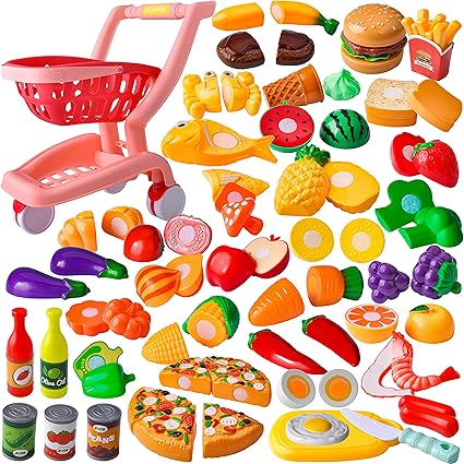 shopping cart and food play set