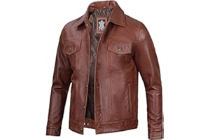 Decrum Leather Jacket For Men - Real Lambskin Vintage Trucker Mens Leather Jackets