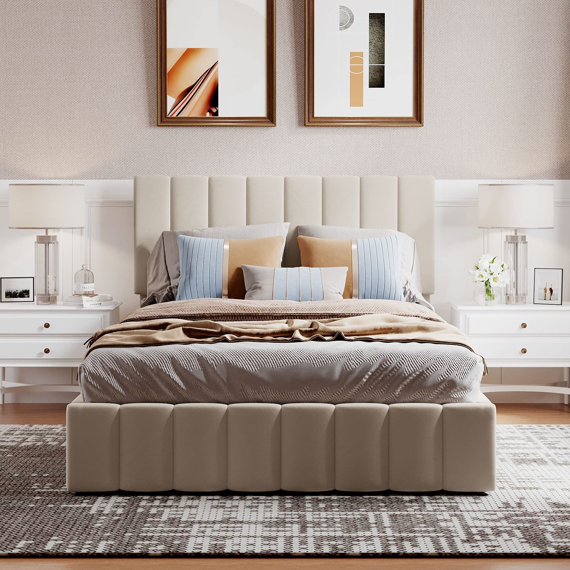 Merax Full Size Upholstered Platform Bed with a