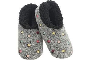Snoozies Slippers for Women | Lotsa Dots Colorful Cozy Sherpa Slipper Socks | Womens House Slippers | Cozy Slippers for Women | Colorful Womens Fuzzy Slippers
