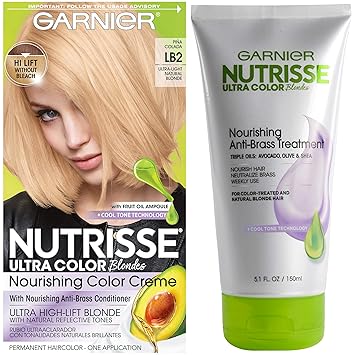 Amazon Com Garnier Nutrisse Ultra Color Hair Color Anti Brass Treatment Lb2 Ultra Light Natural Blonde 2 Count Beauty