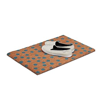 Relaxdays Felpudo de coco lunares, 1,5 x 60 x 40 cm, rectangular