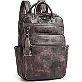 Shrrie Laptop Backpack for Women 15.6 inch Travel Leather Backpack Purse Work Computer Backpacks for Business College Coffee