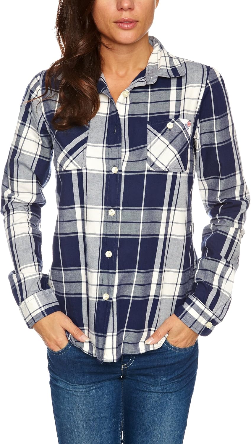 Franklin & Marshall SHWR842W12 Women's Blouse Bird Check Medium Amazon