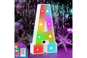 ZEELY 3FT Colorful Marquee Light Up Letter A, Large Marry Me Light Up Letters Sign, Baby Letters for Baby Shower, Name Letters for Wedding Party Decoration, Cardboard Letters, 18 Color Modes with Remote