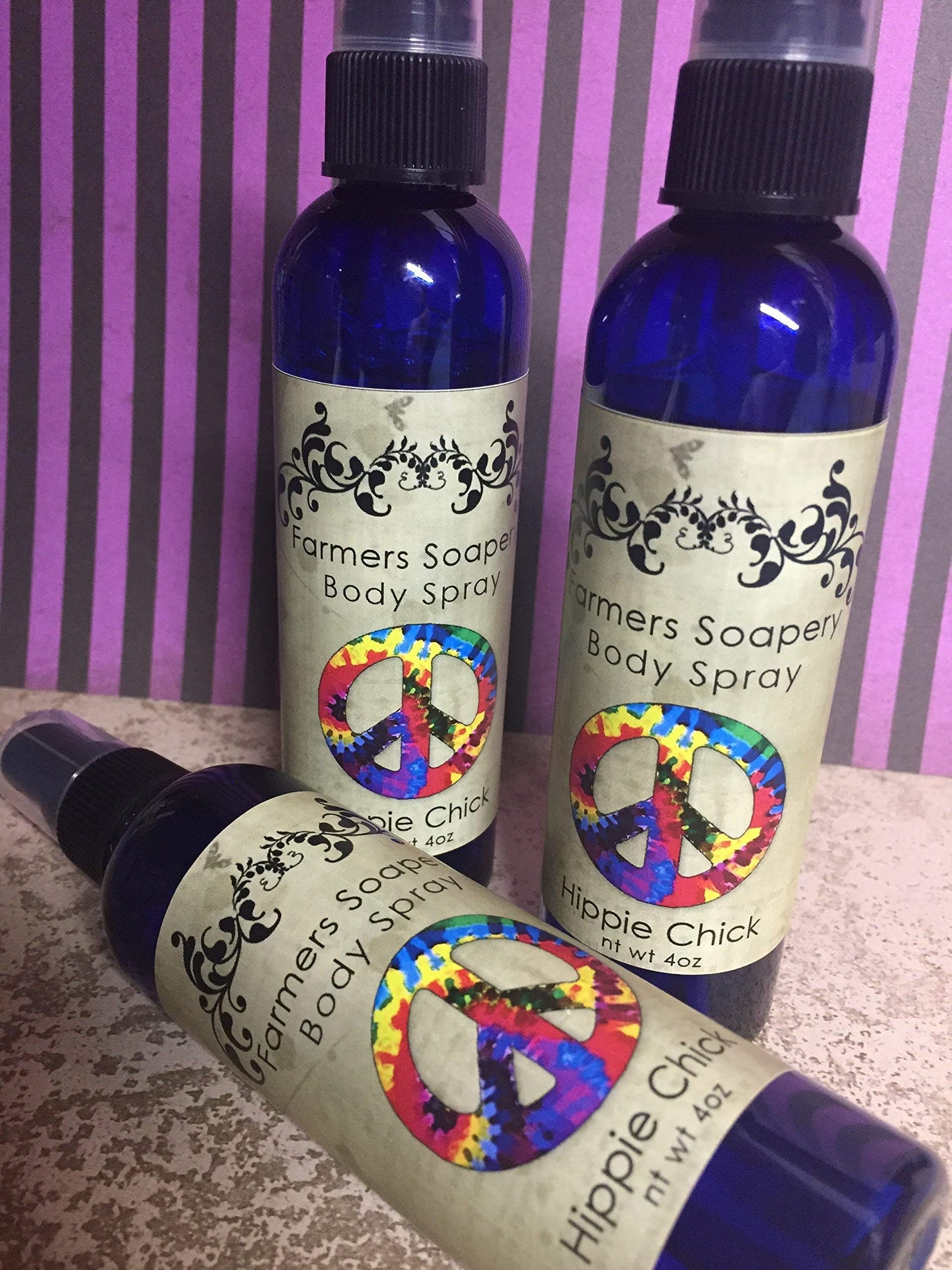Hippie Chick Scented 4oz Body Spray Lavender Patchouli Body Spritz Fragrance Hair Conditioner Spray Perfume Scented Body Mist