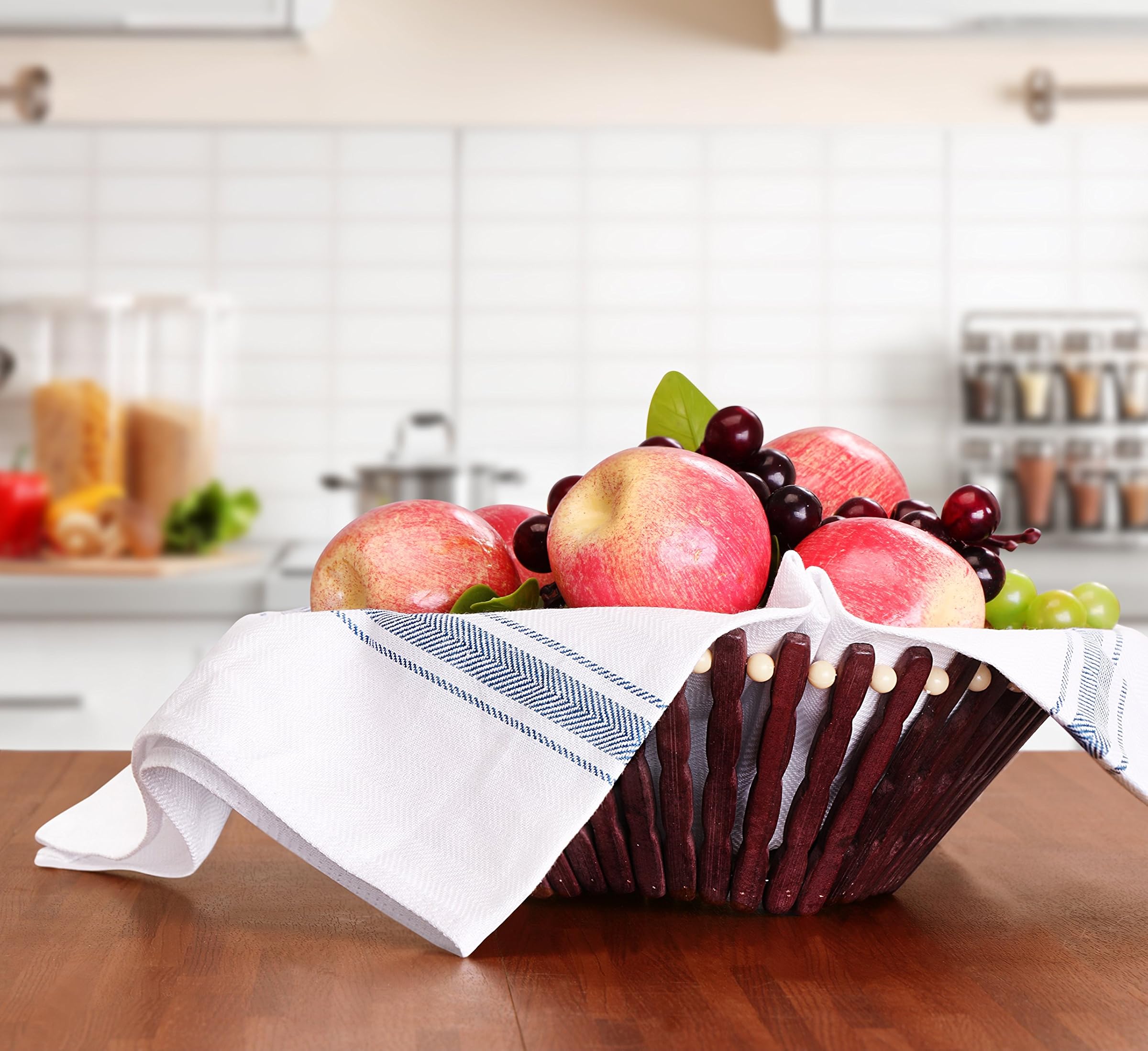 Kitchen Towels, Dish Cloths (12 Pack) Machine Washable Cotton White Kitchen Dish Cloths, Napkins, Tea Towels (15 x 25 inches) by Utopia Towels