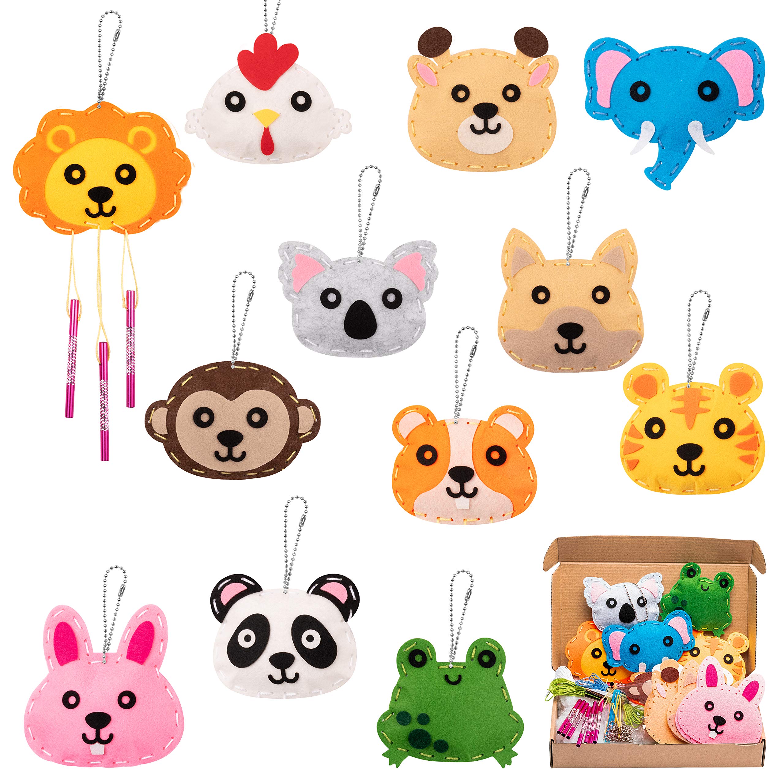 WATINC Animal Sewing Kit 12p Sewing Kits for Children Animals Felt Sewing Kit Ornaments Beginner Sewing Package Creative Indoor Activity of Students DIY Art Craft Gift for Boys Girls
