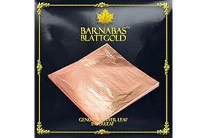 Barnabas Blattgold Genuine Copper Leaf [100 Sheets, 6.3 Inch] - Loose Copper Foil Sheets for Painting, Arts and Crafts