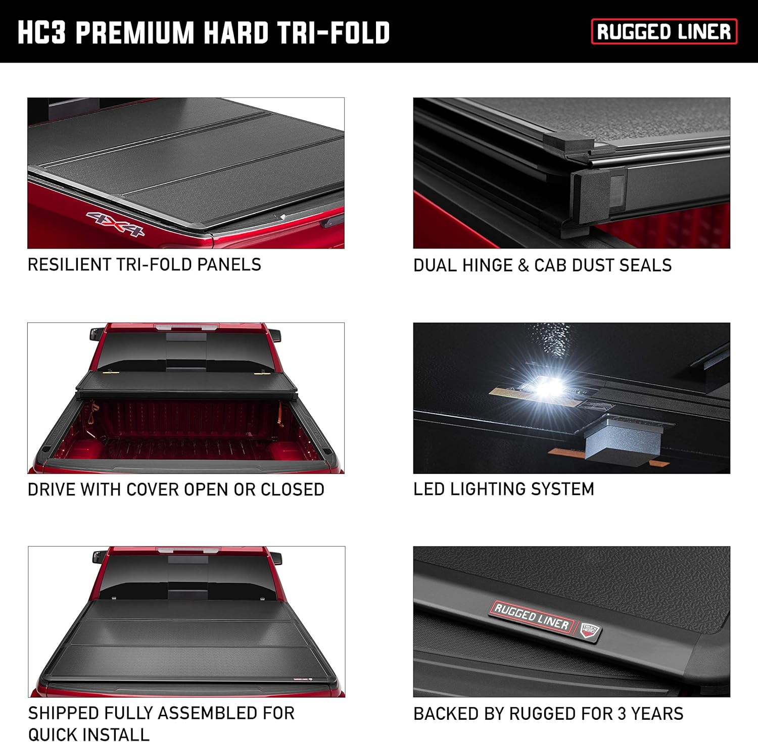 Amazon Com Rugged Liner Hc3 Premium Hard Folding Truck Bed Tonneau Cover Hc3 Hrl17 Fits 2017 2021 Honda Ridgeline 5 4 Bed 64 Automotive