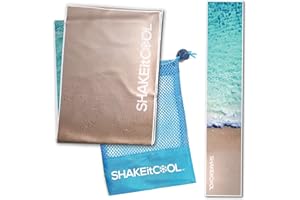 SHAKEitCOOL Original Cooling Towel – Be Cool in Style - Heat Relief, Soft, Lightweight, Sun Protection, Easy Clean - Perfect for Biking, Running, Yoga, Gym, Gardening - Beach