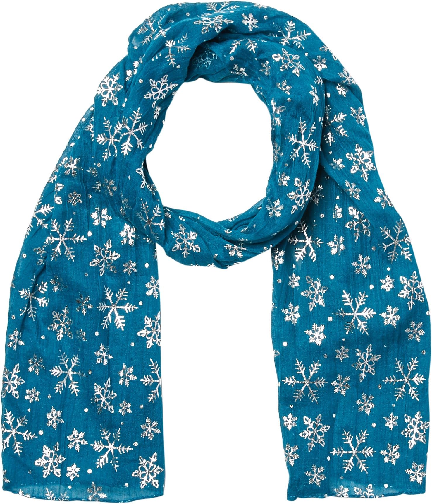 Alora Snowflake Splendor Designer Scarf, Blue/Silver, One Size
