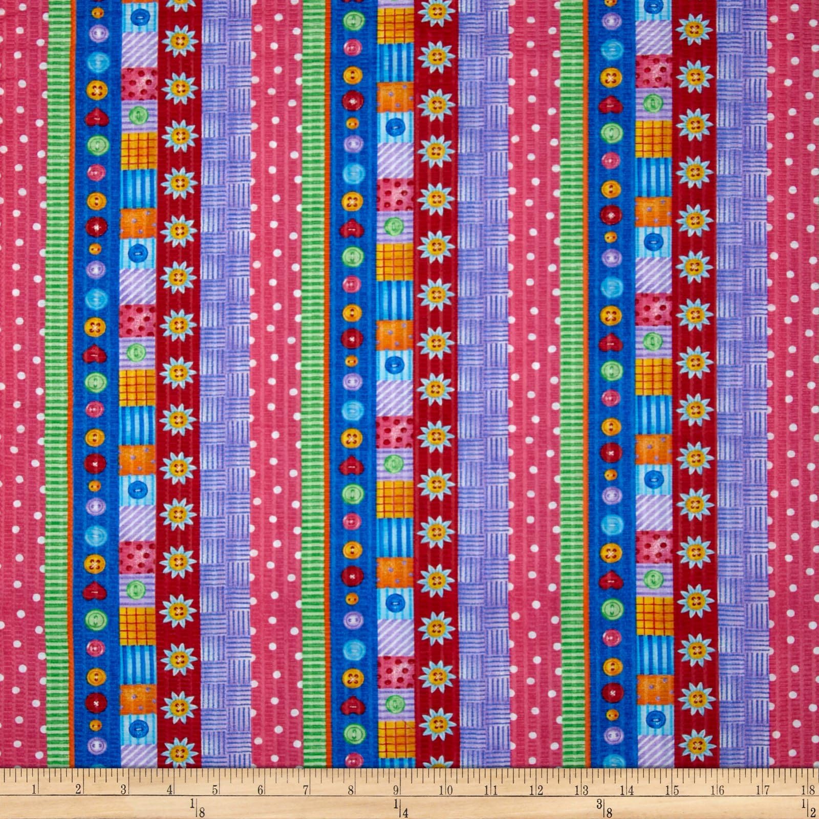 General Fabrics Tutti Frutti Plisse Stripes Multi Fabric by The Yard, Multicolor