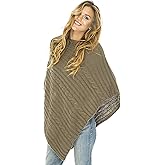 Back From Bali Womens Cable Knit Poncho Sweater Cape Boho Soft Casual