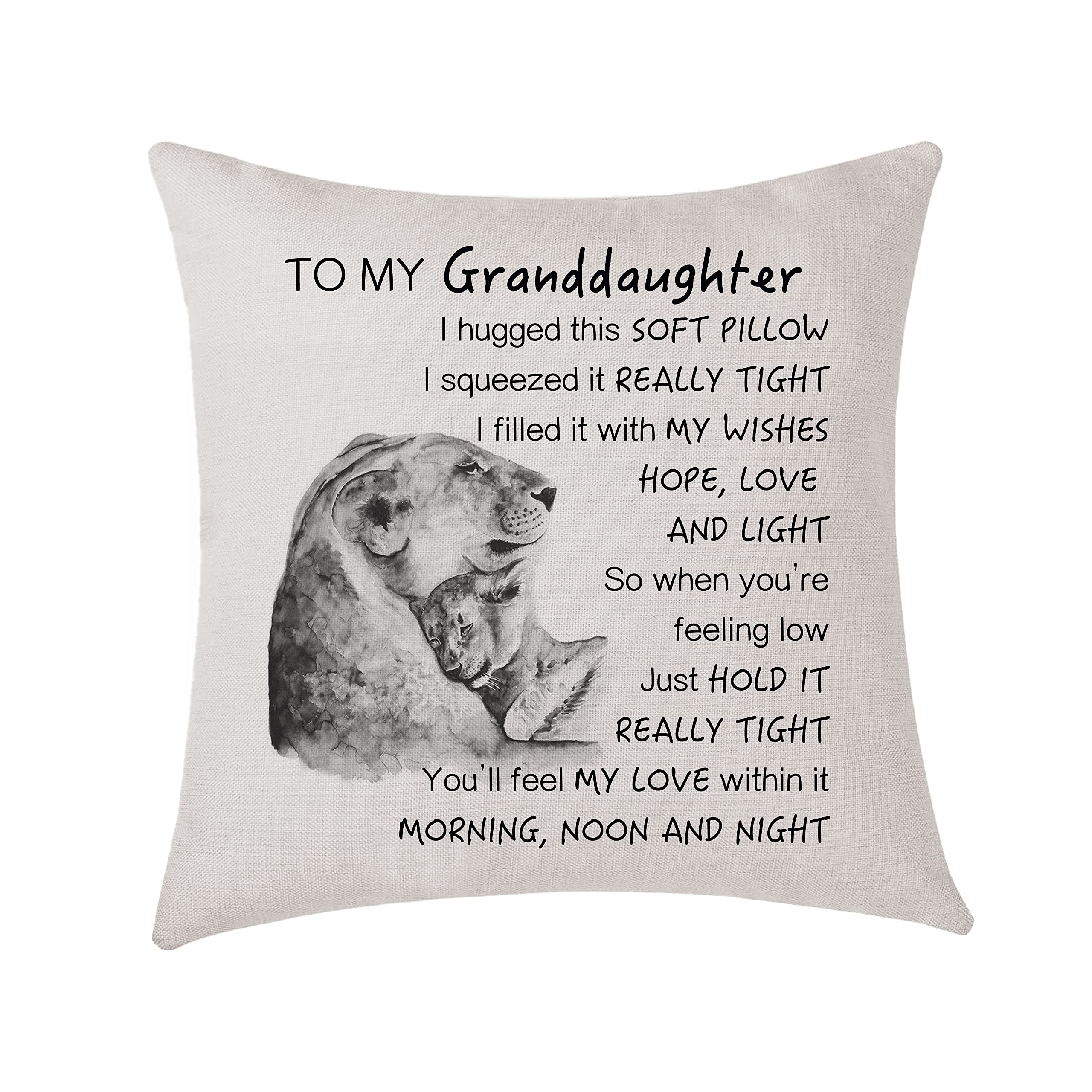 AMZKWY To My Grandduaghter Gifts Lion Family Pattern Cushion Cover 45x45cm Throw Pillow Case Home Decor Birthday (Granddaughter)