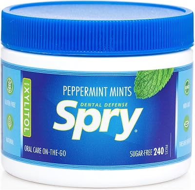 Spry Xylitol Peppermint Sugar Free Candy 240 Count Non-GMO Gluten Free