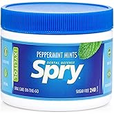 Spry Xylitol Peppermint Sugar Free Candy - Promote Oral Health, Increase Saliva Production, Stop Bad Breath, Non-GMO, Gluten-