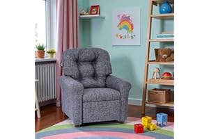 The Crew Furniture Traditional Kids Recliner, Toddler Ages 1-5 Years, Home Décor Polyester Linen, Gray