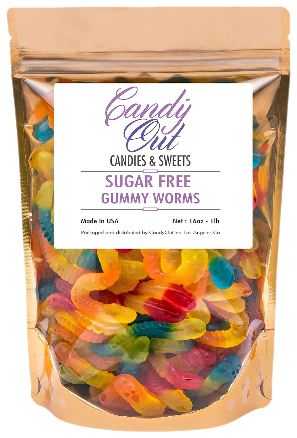 Amazon.com : CandyOut Gummy Worms Sugar Free Candy 1 Pound in Sealed