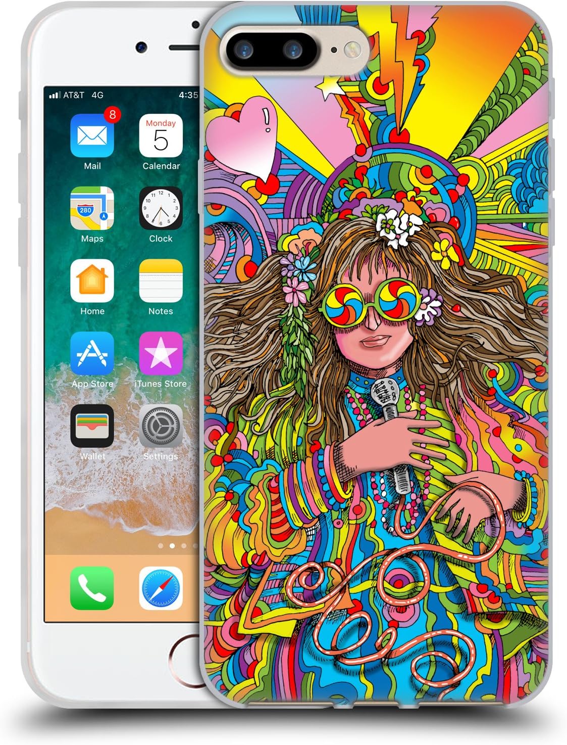 Official Howie Green Hippie Chick Swirl Glasses Psychedelic Soft Gel Case Compatible for iPhone 7 Plus/iPhone 8 Plus