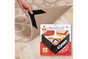 NeverCurl Best V Shape Design Rug Corner Gripper to Instantly Stops Corner Curling - Safe for Wood Floors - for Indoor & Outd