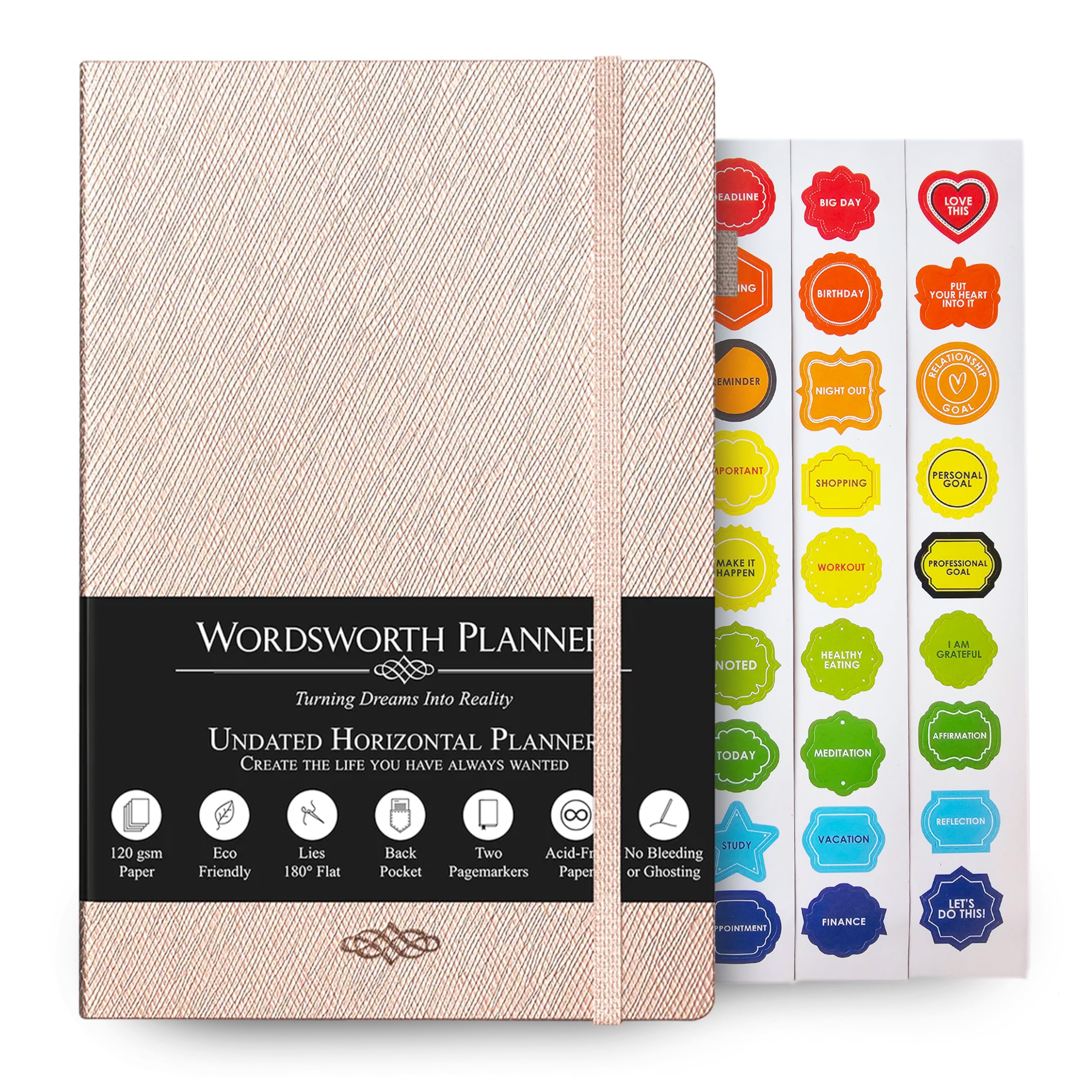 Wordsworth Planner Dotted Blank Monthly, Weekly and Yearly Spread - Hardcover, 5.83 × 8.27In, Premium A5 Paper (120GSM)