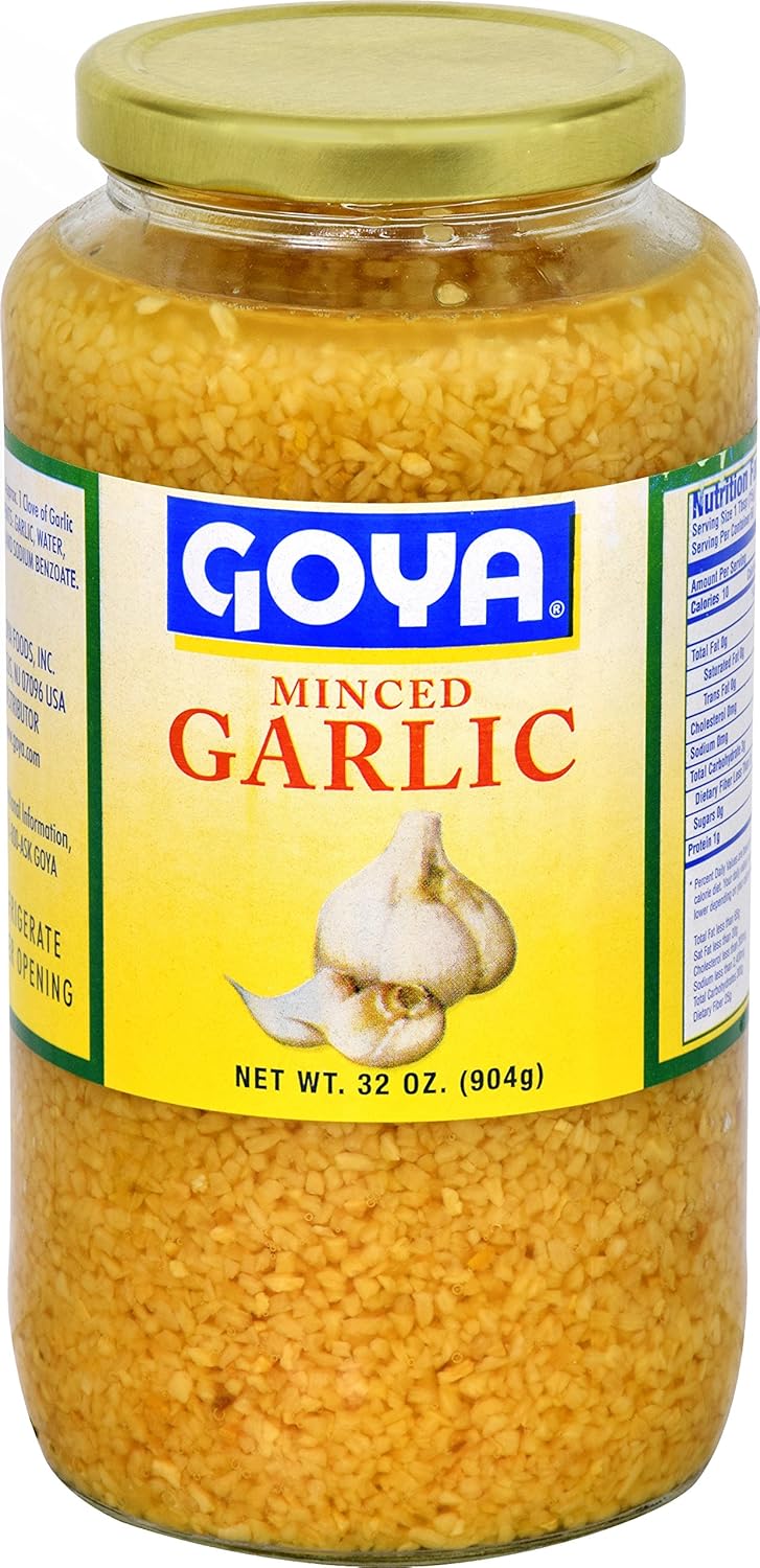 Goya Foods Minced Garlic, 32 Ounce Glass Jar (Pack of 12) Garlic Spices And Herbs