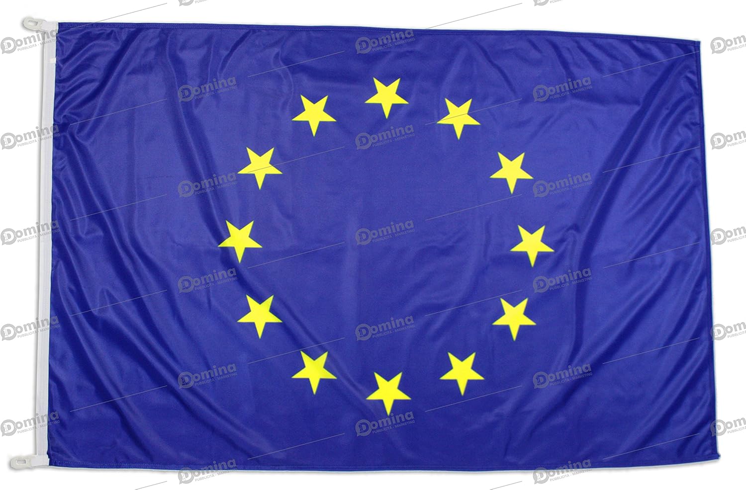 Domina Europe Flag 150x100 cm, Blue with Gold Stars, Windproof Nautical Fabric 115g/m², Double Perimeter Seam