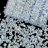 Laopottbeads 800Pcs 4/6/8/10mm Crystal Glass Beads for Jewelry Making Beads for Bracelets Necklace Pendants Making Supplies(White AB Color)