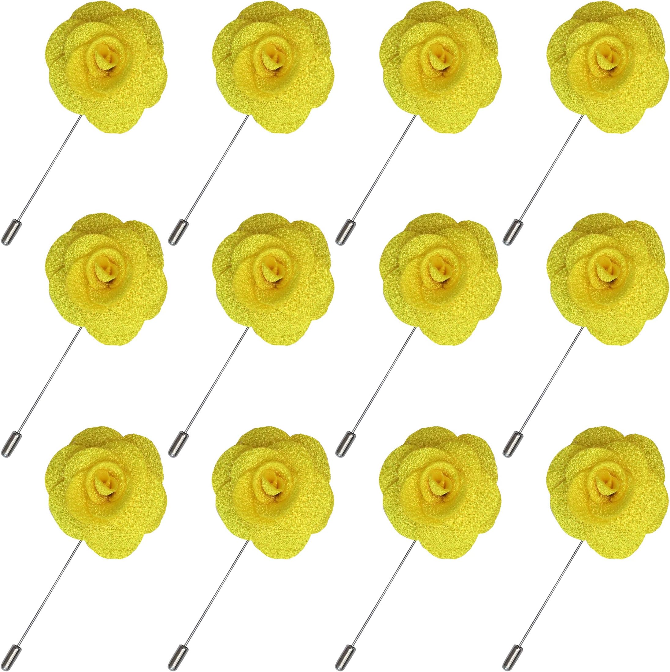 Lapel Flower Pin Rose for Wedding Boutonniere Stick (Set of 12 PINS)