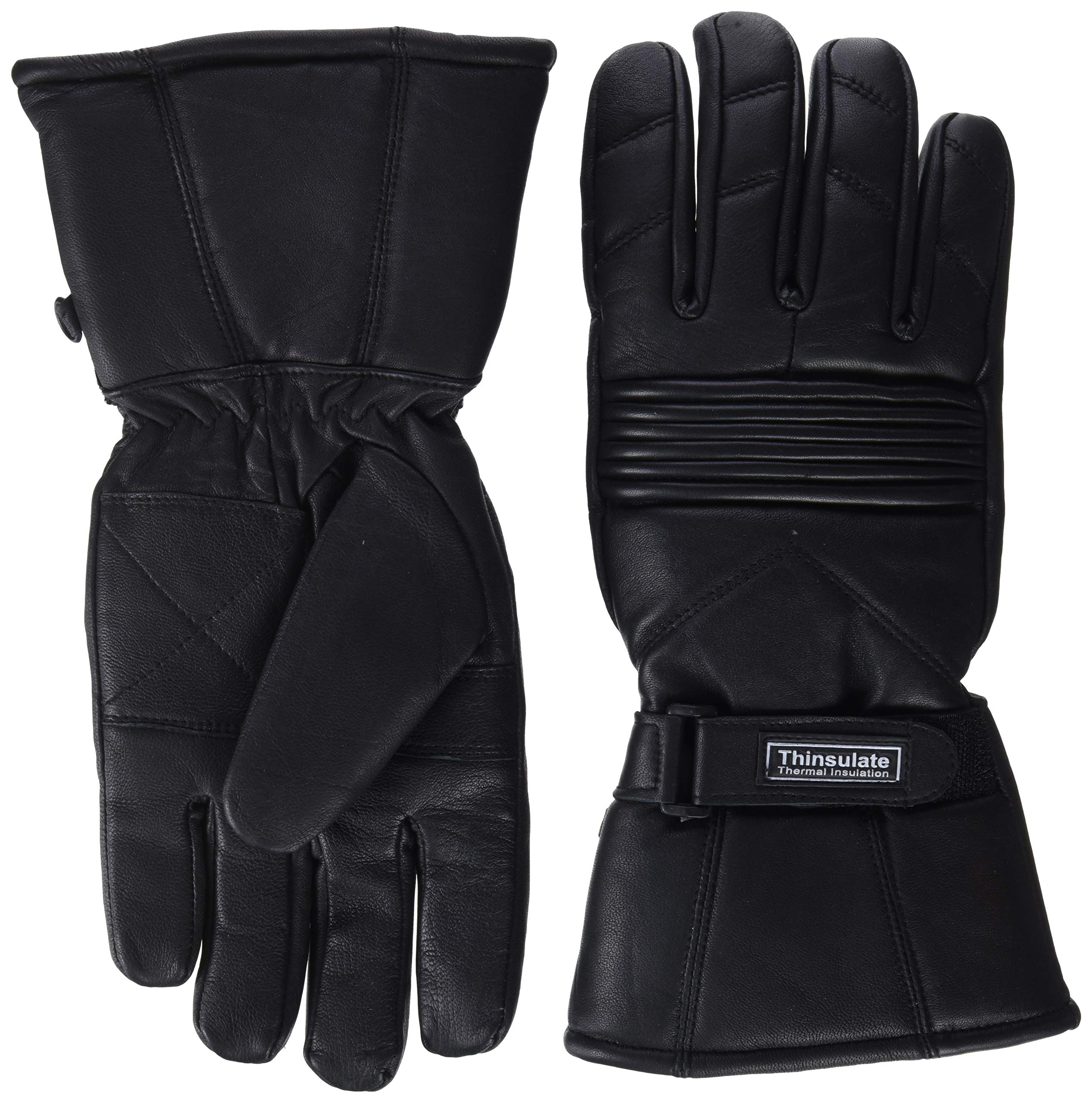Bikers Gear Motorcycle Thinsulate and Waterproof Leather Gloves, Black, Size Medium